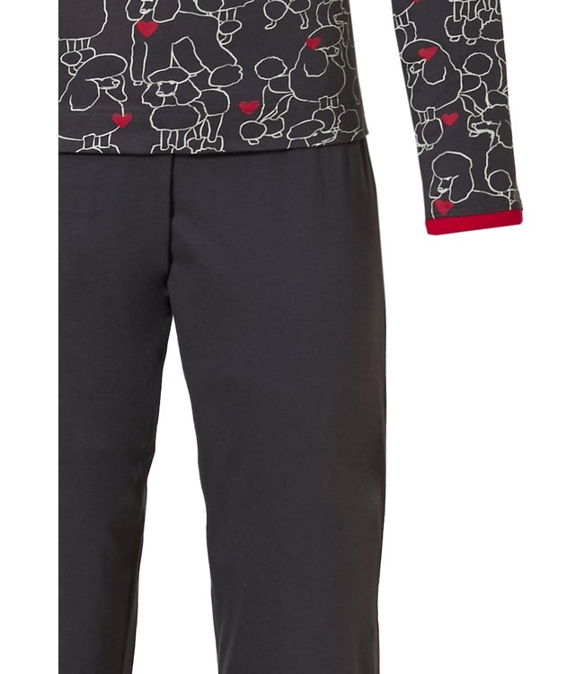 girls long sleeve cotton pyjama set 'poodles of love ♥ '