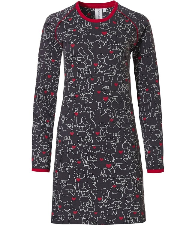 Rebelle long sleeve cotton nightdress 'poodles of love ♥ '