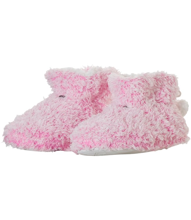 zachte fleece enkelhoge sloffen 'fluffy pink'