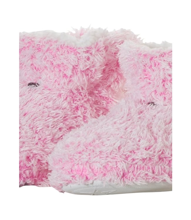 zachte fleece enkelhoge sloffen 'fluffy pink'