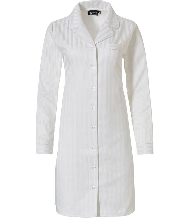Pastunette Deluxe snow white full button nightdress 'soft as satin stripes'