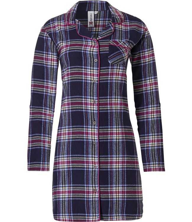full button flannel nightshirt 'cool trendy checks'