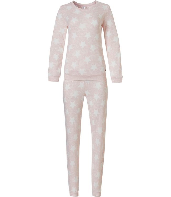 Rebelle 'lucky stars ★' blush pink & white long sleeve pyjama with your 'lucky stars ★' pattern all over and long cuffed pants