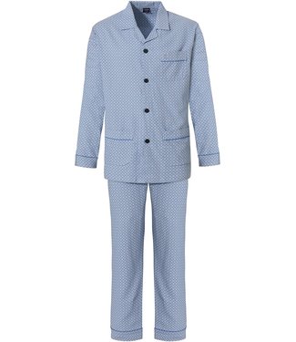 Robson men's woven cotton full button pyjama 'cubes & stars'