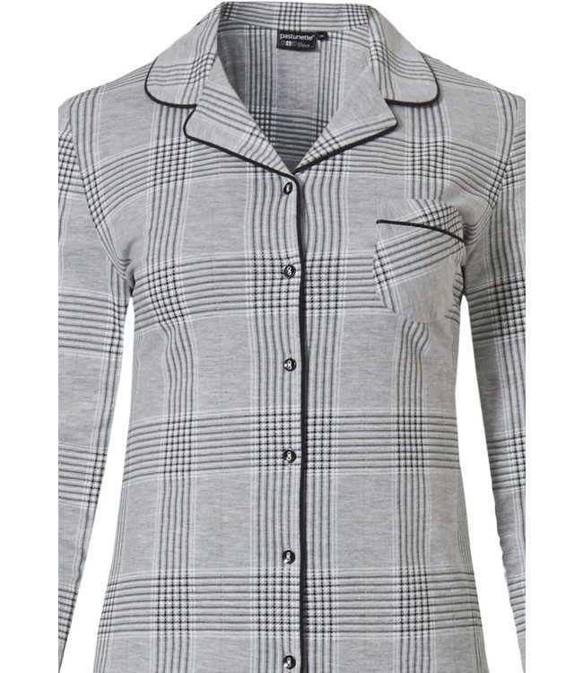 katoen-polyester doorknoop damespyjama 'checks in style'