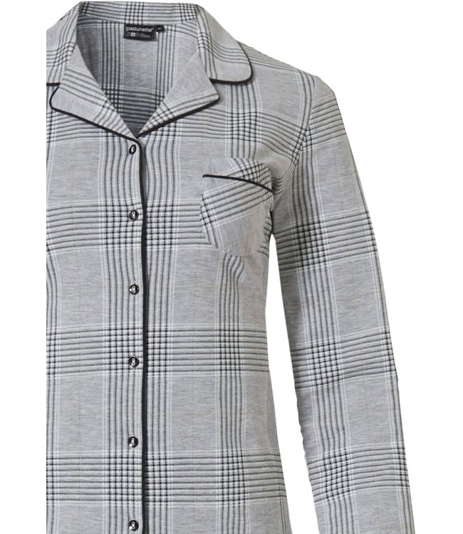katoen-polyester doorknoop damespyjama 'checks in style'