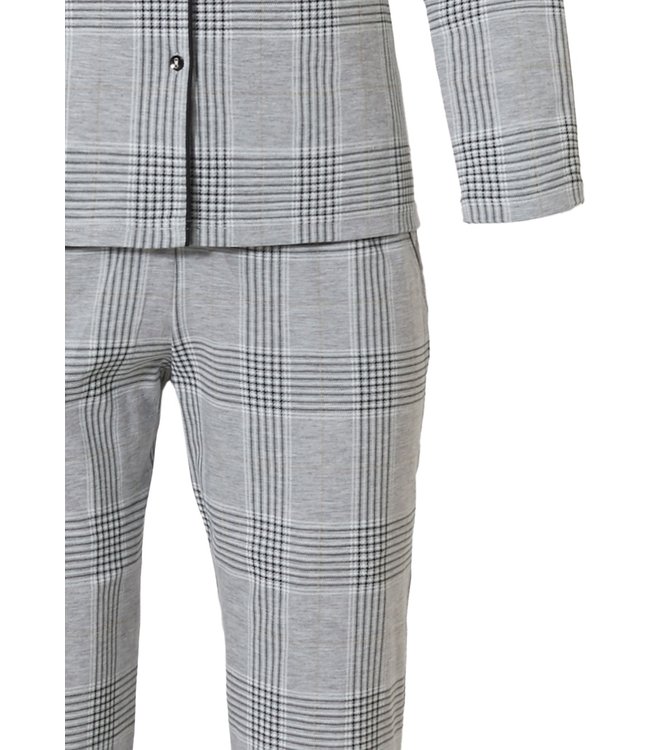 katoen-polyester doorknoop damespyjama 'checks in style'