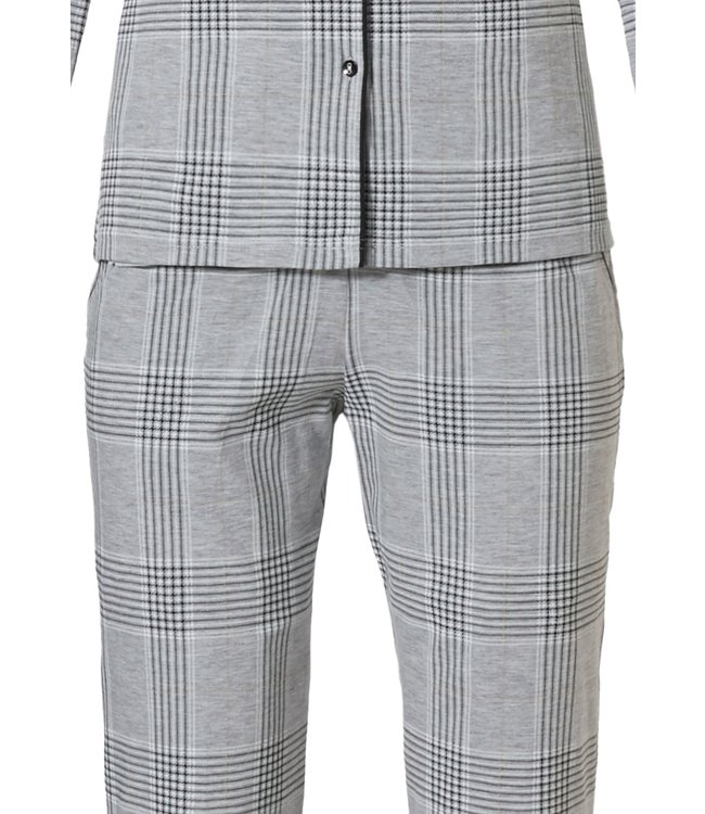 katoen-polyester doorknoop damespyjama 'checks in style'