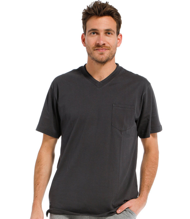 Mix & Match mens dark grey short sleeve cotton pyjama top