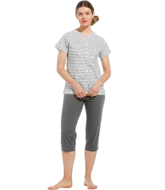 gestreepte pyjama met korte mouwen 'by the seashore'