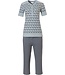 Pastunette cotton pyjama set with buttons 'geometrical leaves & zig zag lines'