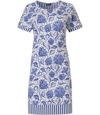 Pastunette Deluxe short sleeve night-homedress 'floral fantasy & stripes'