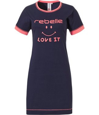 Rebelle blauw katoenen nachthemd 'I love it!'