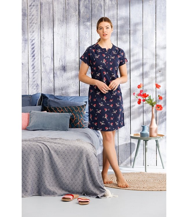 katoenen nachthemd met korte mouwen 'birds & wishes'
