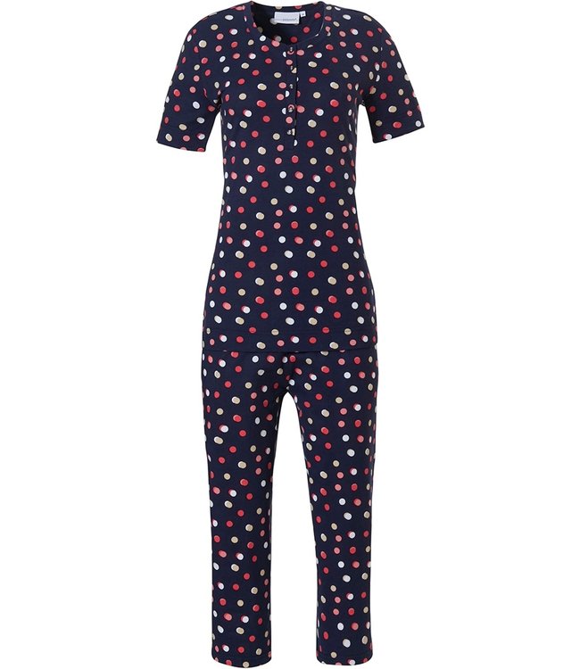 Pastunette dark blue cotton 3/4 pyjama set 'just dotty'