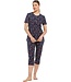 dark blue cotton 3/4 pyjama set 'just dotty'