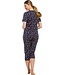 dark blue cotton 3/4 pyjama set 'just dotty'
