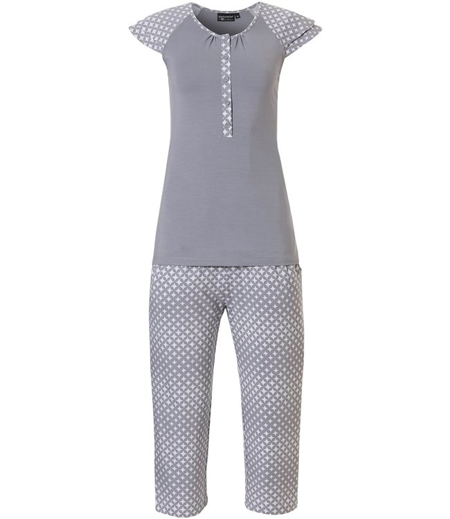 Pastunette Deluxe modal pyjama met korte mouwen en knopen 'circles & stars'