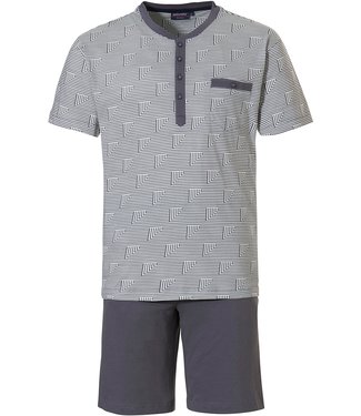 Pastunette for Men cotton shorty set with buttons 'geometric triangle stripes'