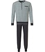 Pastunette for Men lichtgroene katoenen pyjama set met knoopjes 'checked up'