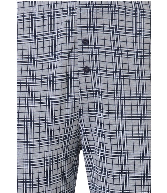 Mix & Match light grey cotton long pants 'checked up'