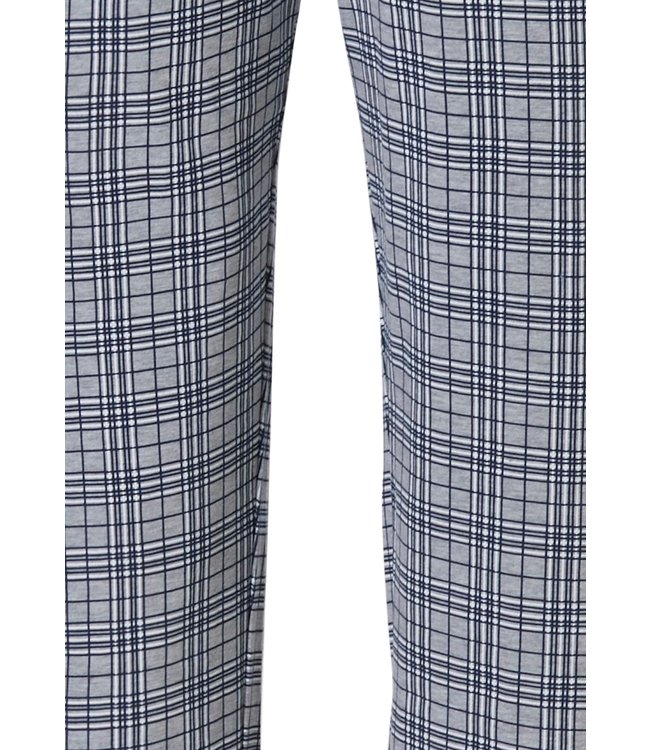 Mix & Match light grey cotton long pants 'checked up'