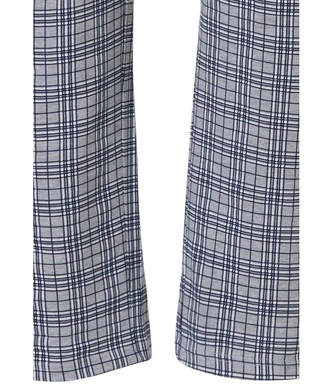 Mix & Match light grey cotton long pants 'checked up'
