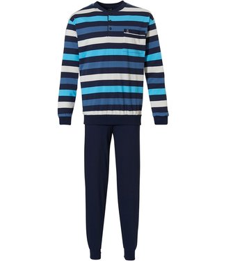 Robson katoenen pyjama met knopen 'sporty stripes'