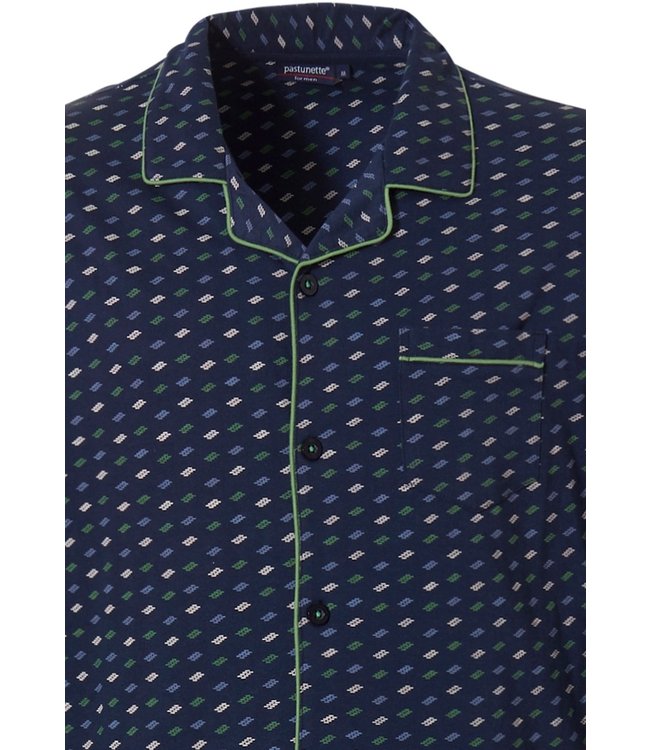 dark blue full button cotton pyjama 'chain link'