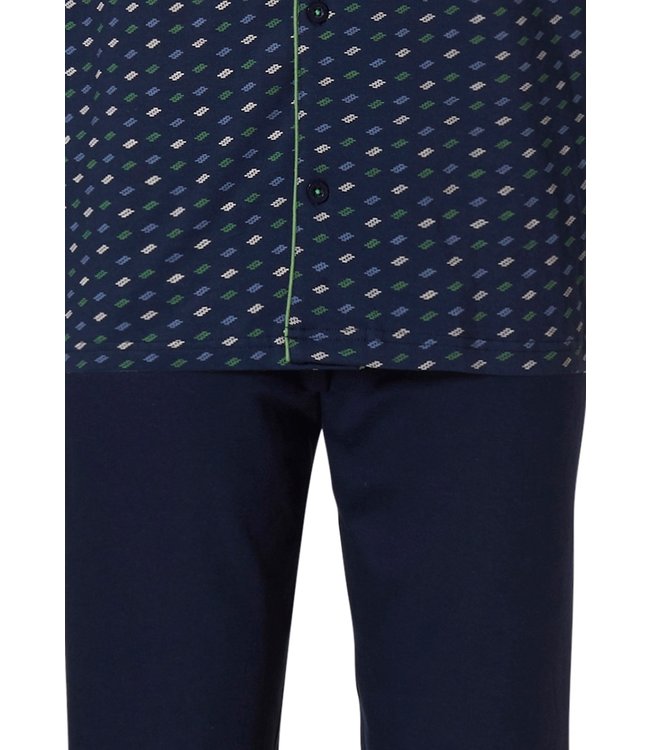 dark blue full button cotton pyjama 'chain link'