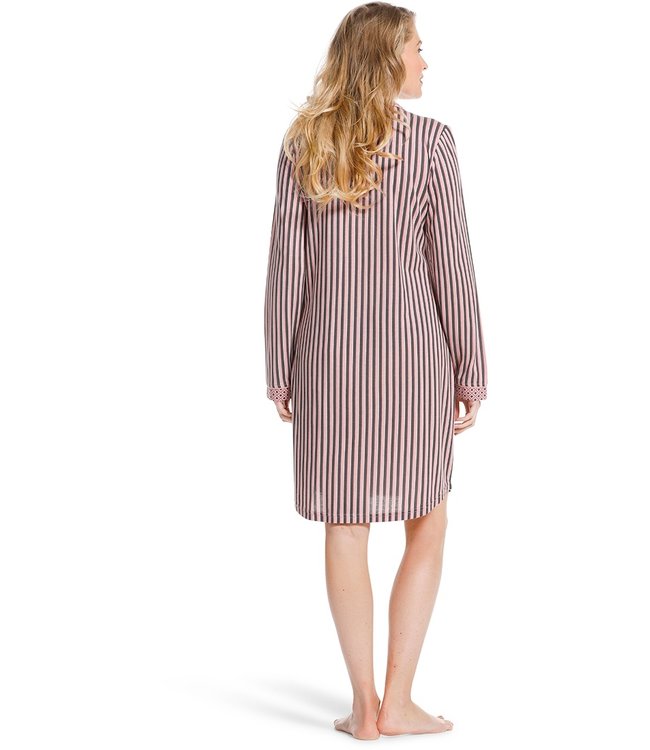 ladies full button cotton-modal nightdress 'smart stripes & diamonds'