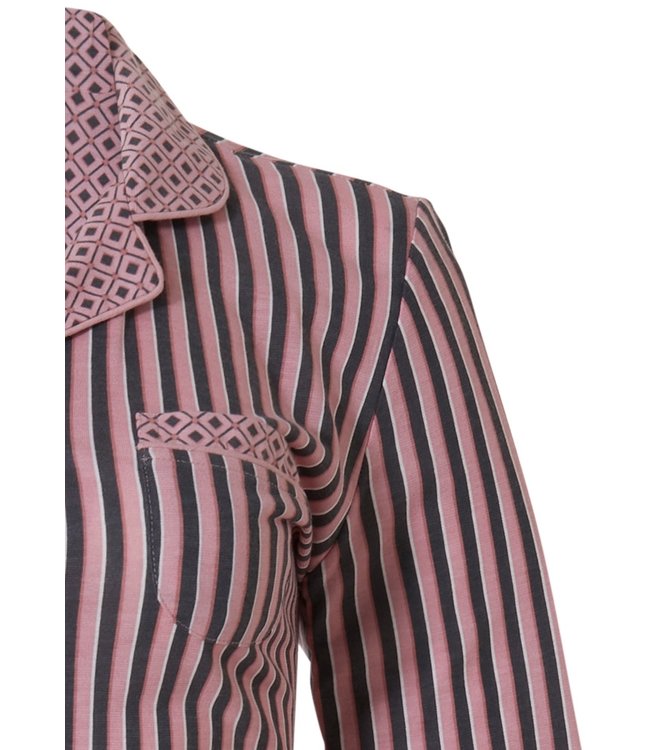 ladies full button cotton-modal nightdress 'smart stripes & diamonds'