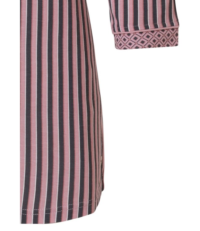ladies full button cotton-modal nightdress 'smart stripes & diamonds'