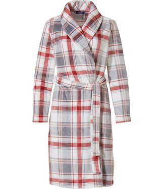 Rebelle zachte fleece overslag ochtendjas 'chic checks'