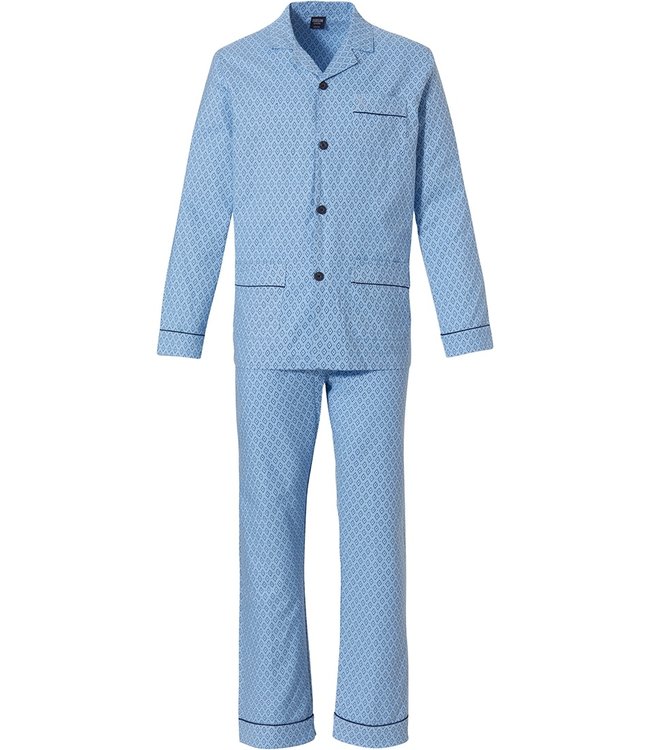 Robson light blue woven cotton full button mens pyjama dotted diamonds Pyjama direct
