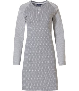 Pastunette ladies cotton-mix nightdress with buttons 'just dotty & stripes'