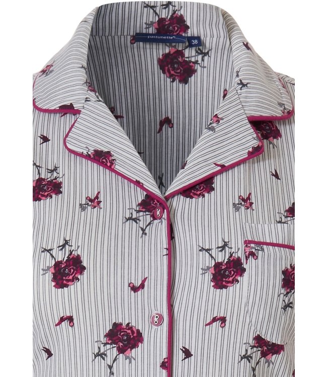 full button cotton nightdress 'striped floral beauty'