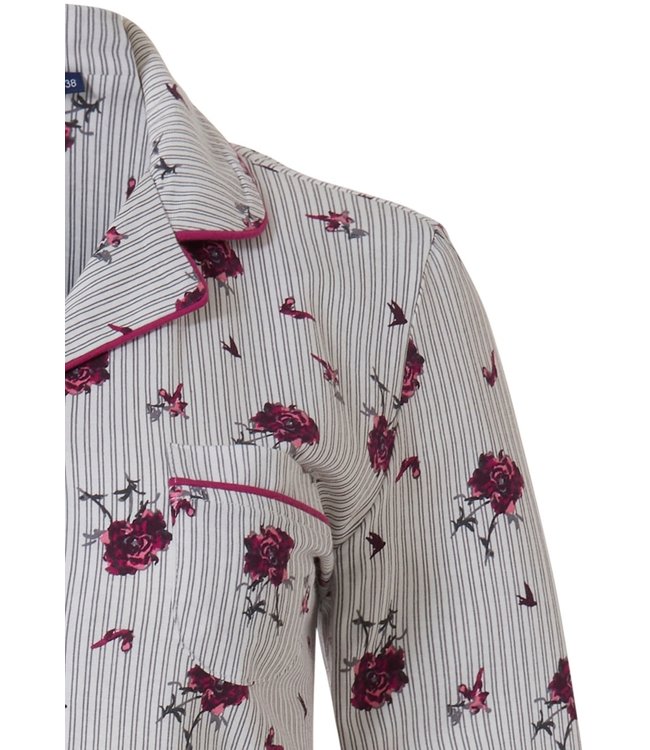 full button cotton nightdress 'striped floral beauty'