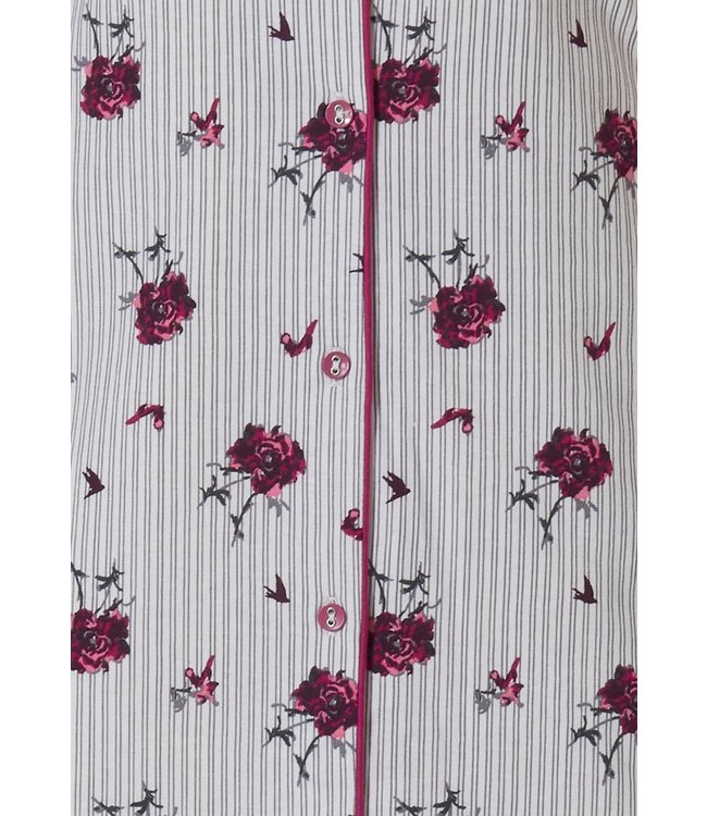 full button cotton nightdress 'striped floral beauty'
