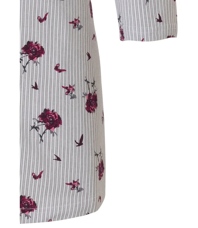 full button cotton nightdress 'striped floral beauty'