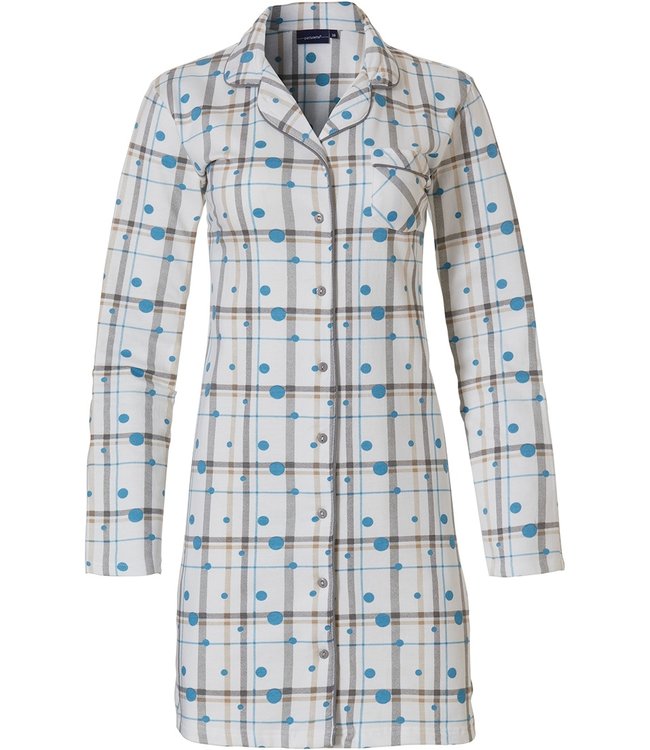Pastunette full button french terry nightshirt 'mysterious circles & checks'