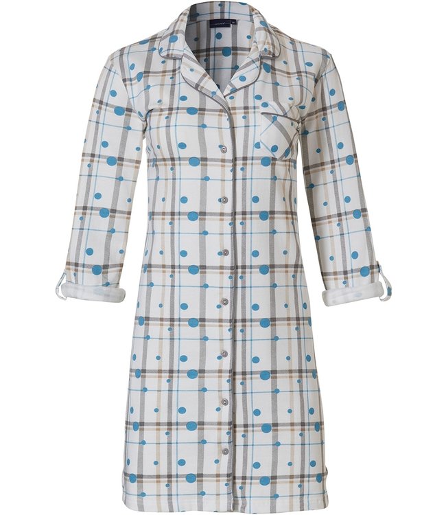 full button french terry nightshirt 'mysterious circles & checks'