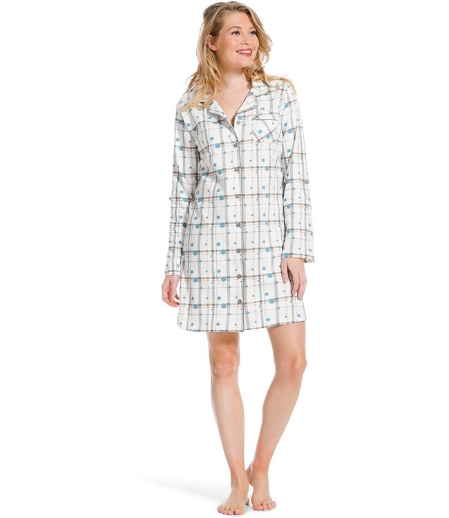 full button french terry nightshirt 'mysterious circles & checks'