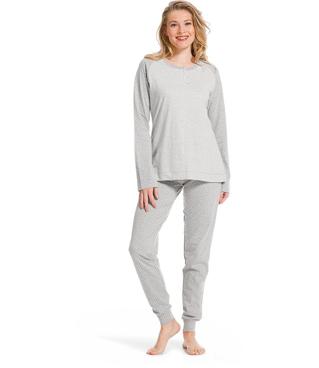 dames lounge pyjama katoenmix 'just dotty & stripes'
