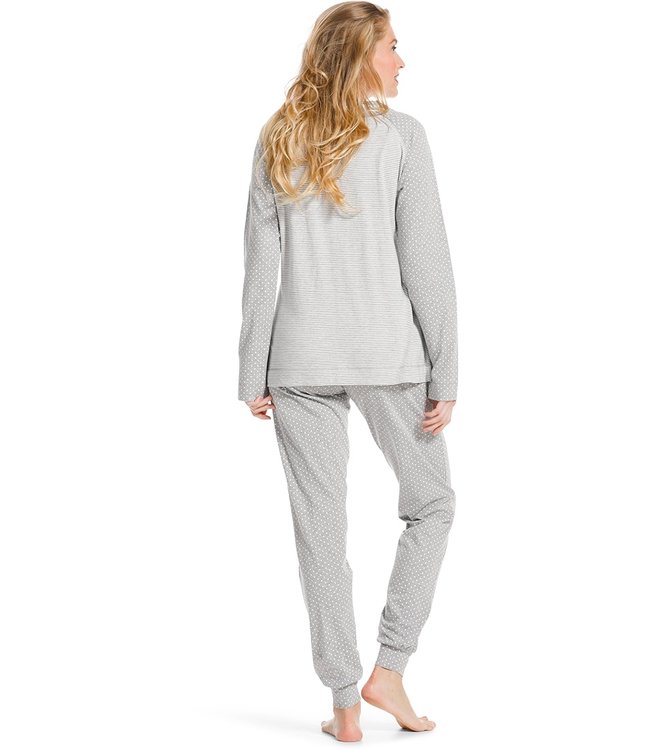 dames lounge pyjama katoenmix 'just dotty & stripes'