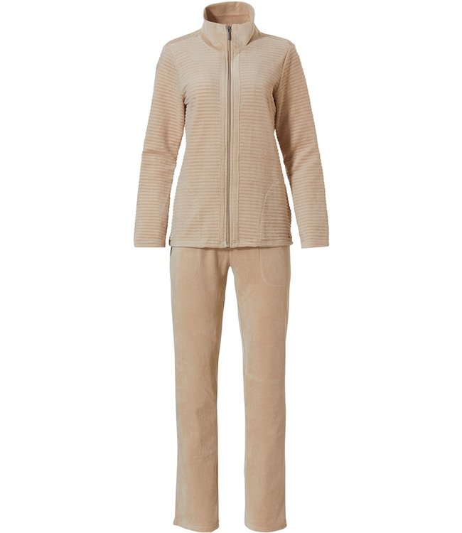 beige, zacht velours lounge-huispak 'chic velvet lines'
