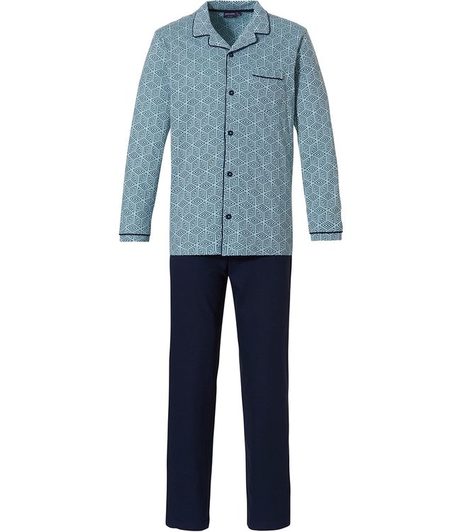 Pastunette for Men mens full button cotton pyjama set trendy hexagon star