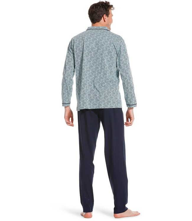 mens full button cotton pyjama set 'trendy hexagon star'