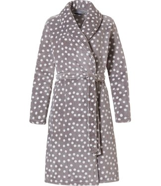 Pastunette warm wrap-over fleece morninggown 'deeply dotty'
