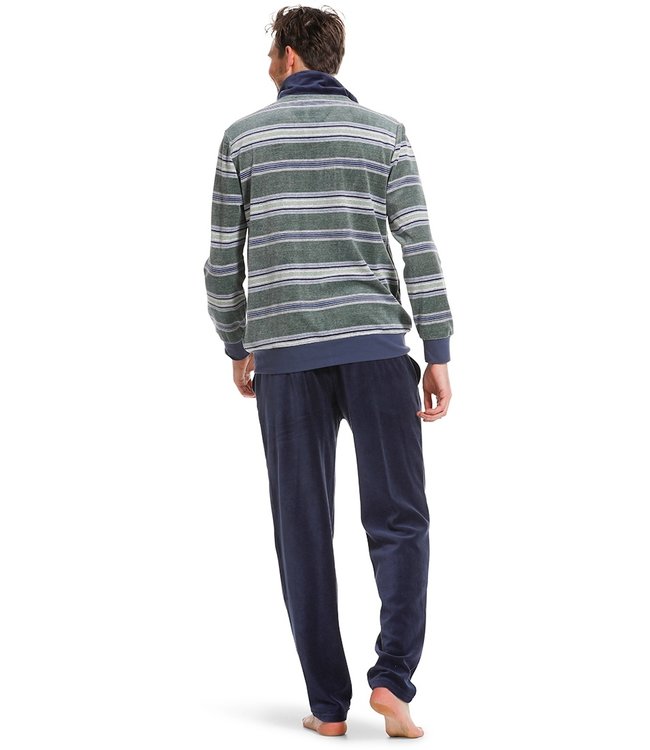 velvet lounge & relax mens homesuit with zip 'just stripes'